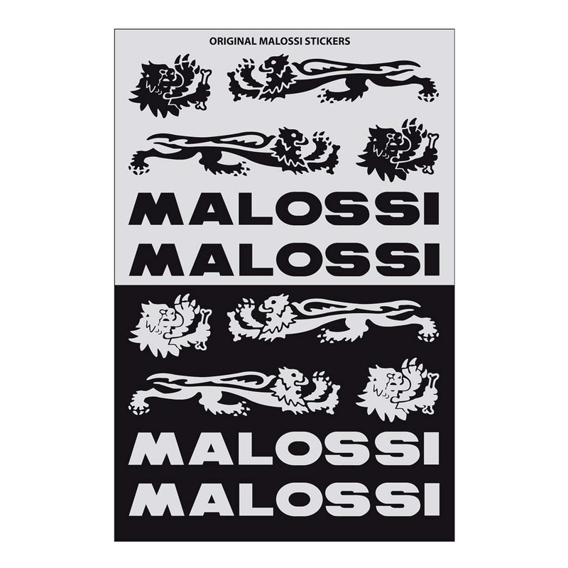 Planche autocollants Malossi noir et blanc 11,5x16,8 cm