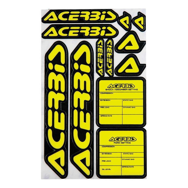 Planche de 12 Autocollants ACERBIS Noir / Jaune