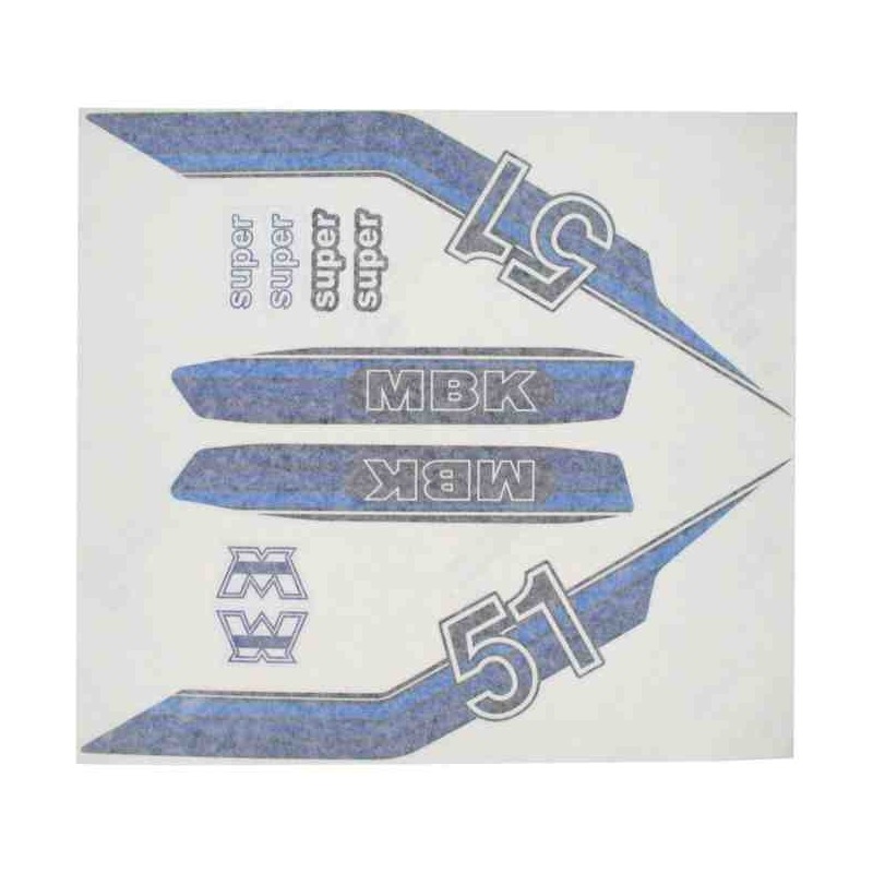 Planche de 8 autocollants stickers bleu pour MBK 51 super
