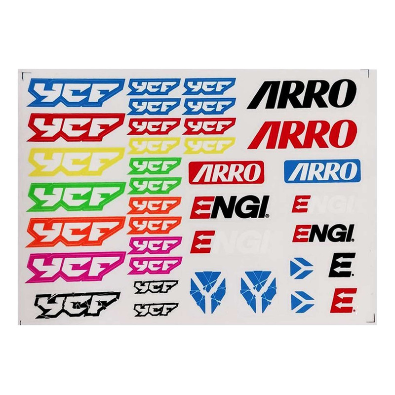Planche de Stickers YCF / ARRO / ENGI Multicolores Format A5