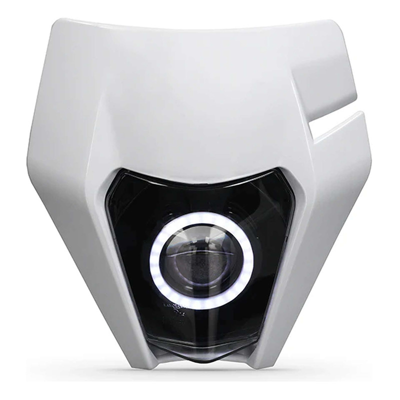 Plaque phare LED Allpro blanche type KTM EXC  anneau LED RVB
