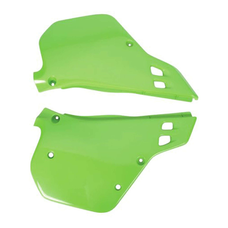 Plaques latérales Polisport type origine vertes Kawasaki KX 250 90-91