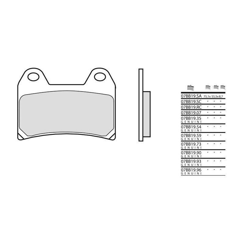 Plaquettes de frein Brembo 07bb19 96 origine avant/arrière