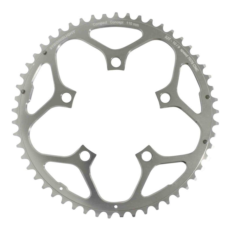 Plateau vélo de route Stronglight 2x9-10v extérieur (53 dents) argen