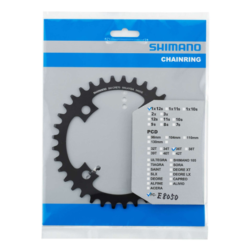 Plateau Vélo Éléctrique Shimano SM-CRE70-12-B 36 dents Sans Étoile