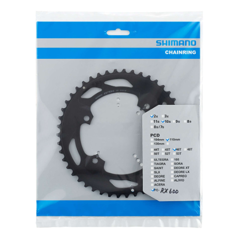 Plateau Vélo Gravel Shimano GRX FC-RX600-10 46 dents pour 10 vitesses