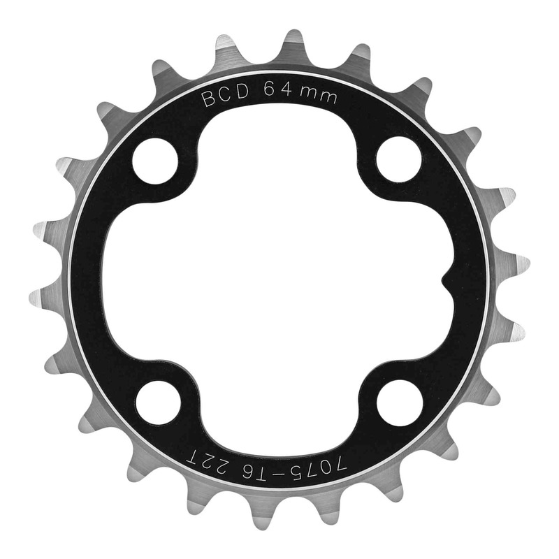 Plateau VTT 2x10v intérieur (22 dents) noir Diam 64mm