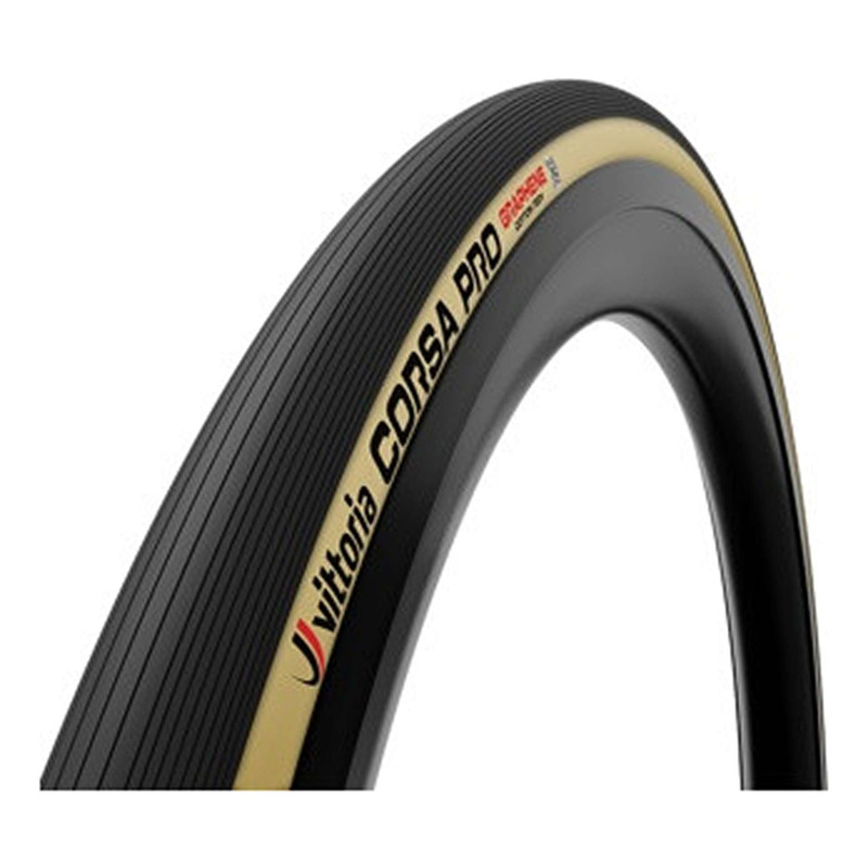 Pneu vélo route Vittoria corsa pro TT noir et beige
