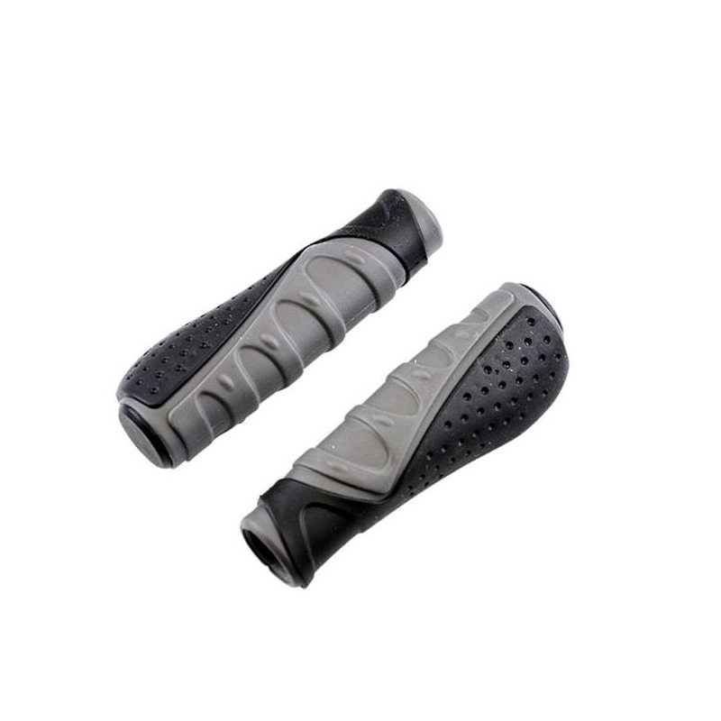 Poignee velo clarks ergonomique avec embout noir/gris 130mm (pr)