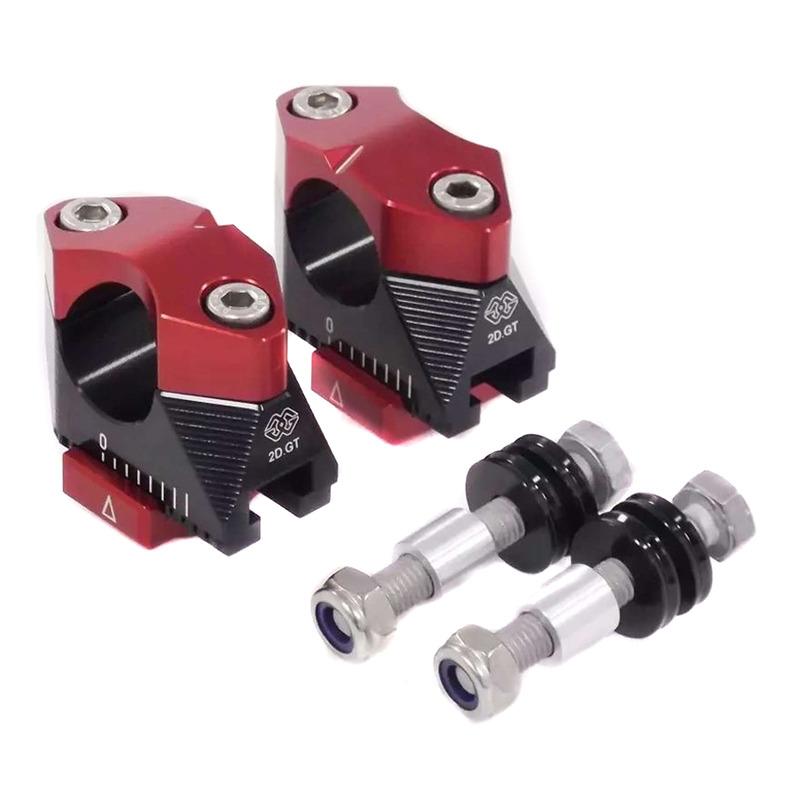 Pontets de guidon Ø28 ajustables +/- 25mm Gilles Tooling 2DGT Ducati Hypermotard 07-12 noir/rouge