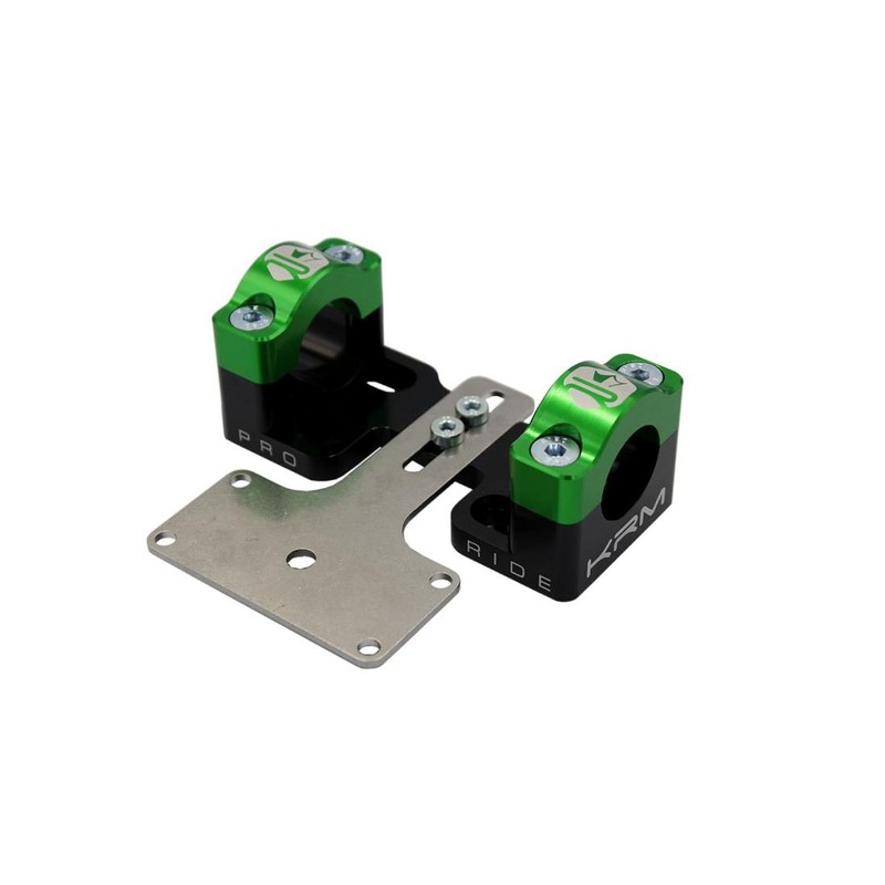 Pontets rigidificateurs alu noir/vert KRM Pro ride alu pour guidon Ø28.6mm