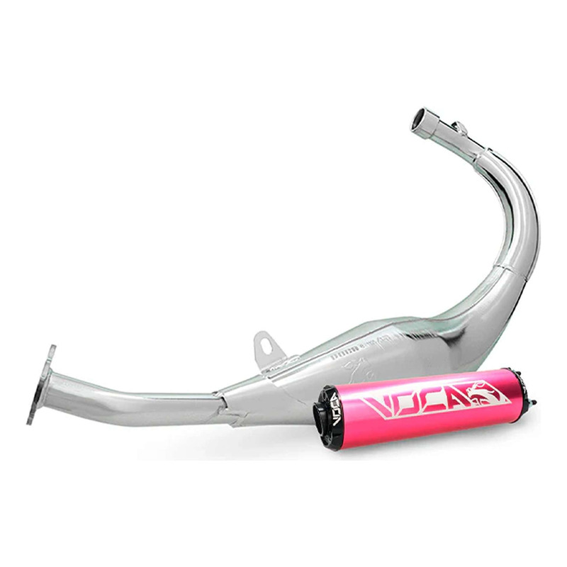 Pot d'échappement Voca Chromé silencieux alu noir embouts roses Minarelli AM6