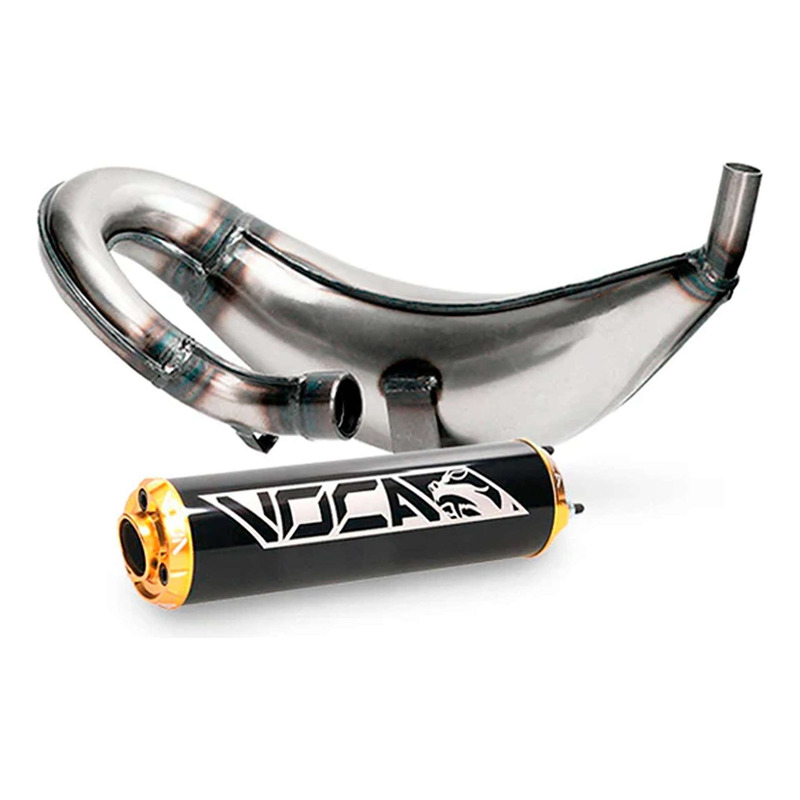 Pot d'échappement Voca Cross silencieux noir embouts or Derbi Senda/DRD /Aprilia RX/SX
