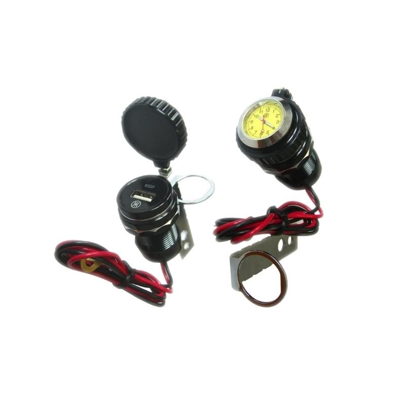 Prise USB ET MONTRE noir