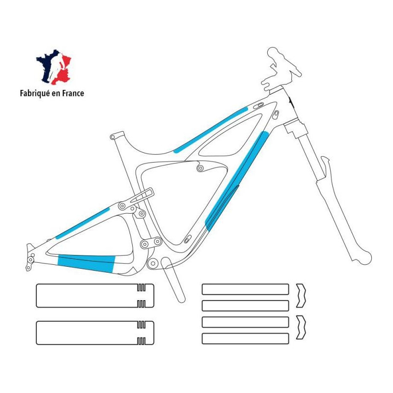 Protection de cadre E-bike autocollante Ytwo VBR300 - 0,3mm transparent brillant (8 pcs)