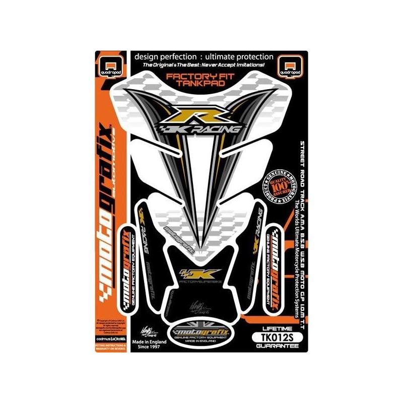 Protection de réservoir Motografix blanc/noir/or Kawasaki 4 pièces