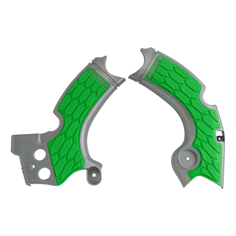 Protections de Cadre ACERBIS X-GRIP Gris Argent / Vert - Kawasaki 250 KXF 15-20