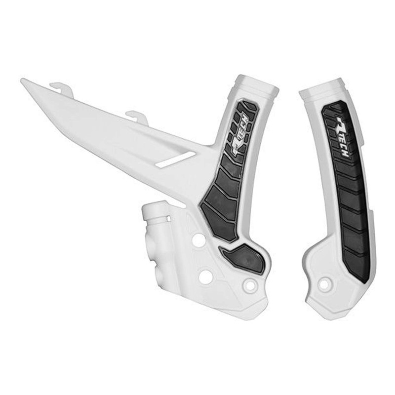Protections de Cadre Rtech Bi-MatiÃ¨re Blanc / Noir pour KTM SX/SXF 23