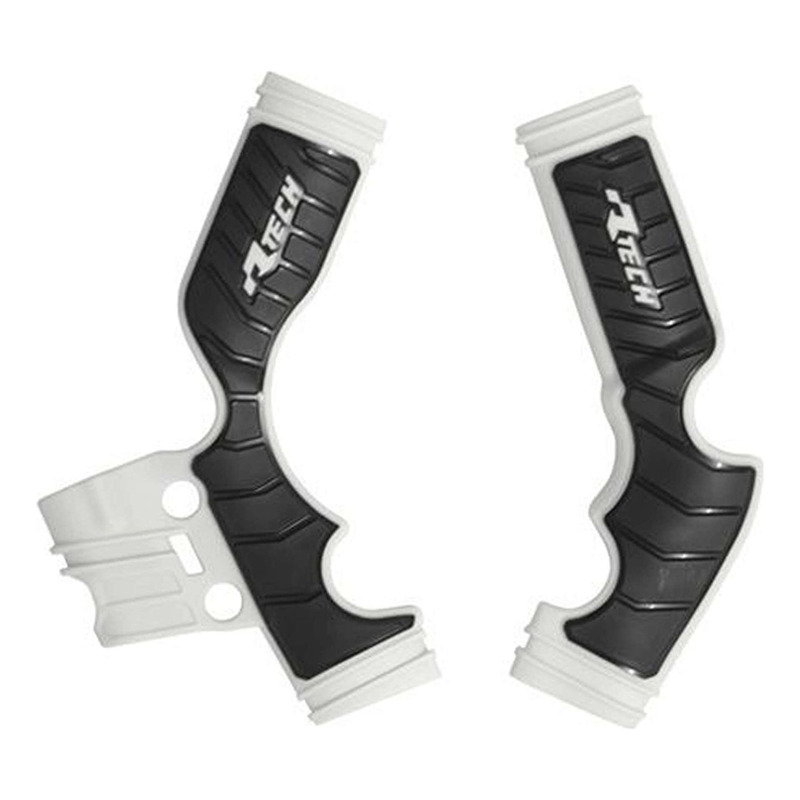 Protections de Cadre Rtech Bi-MatiÃ¨re Blanc / Noir pour 85cc KTM / Ga