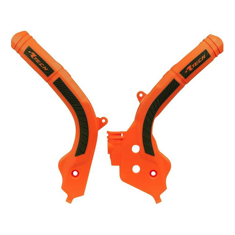 Protections de cadre Rtech bi-matières Orange/Noir KTM SX/SXF 16-18