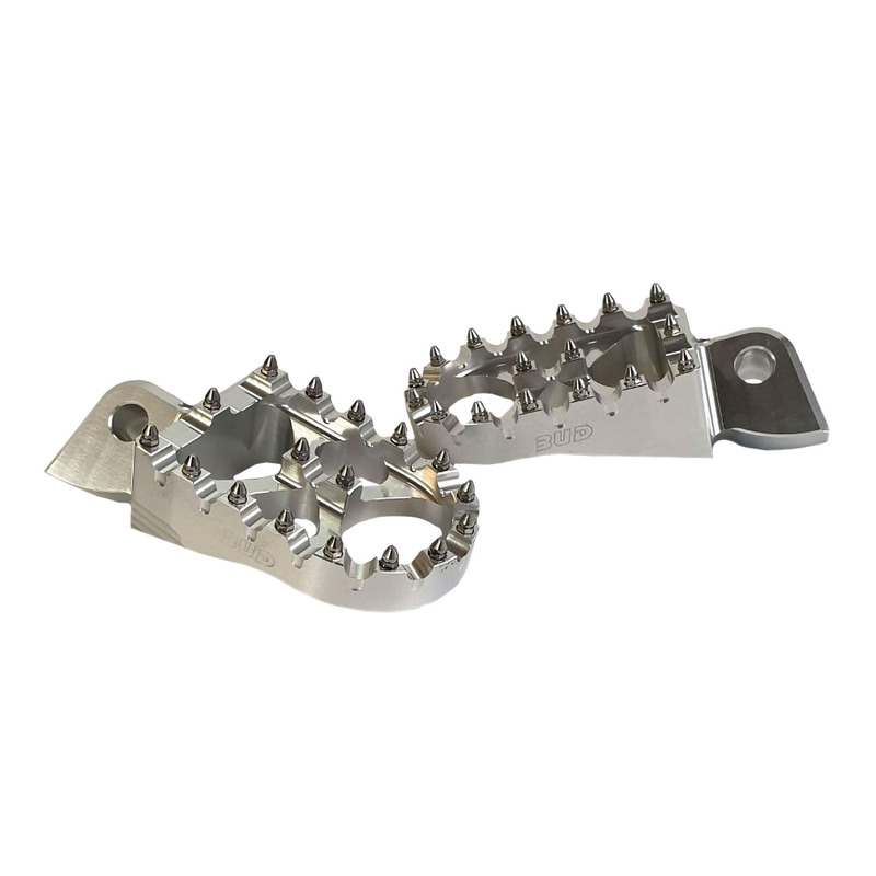 Repose-Pieds BUD RACING Aluminium 7075 Anodisé Argent pour KTM SX/SXF 00-16