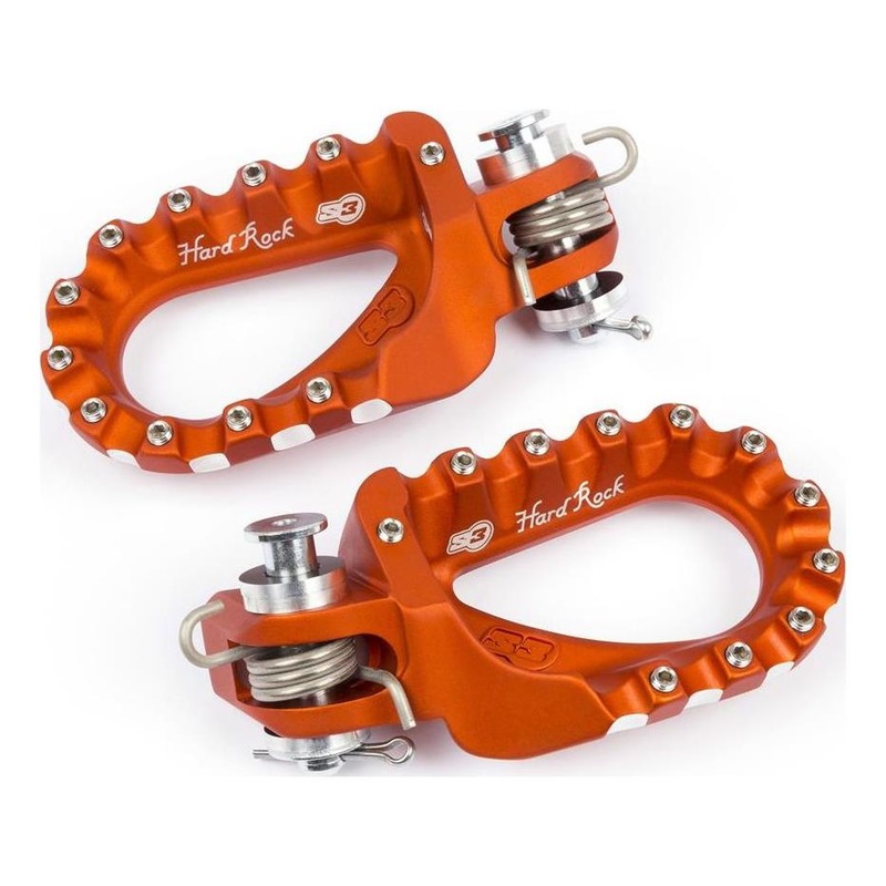 Repose-pieds racing S3 orange Hard Rock acier pour Enduro