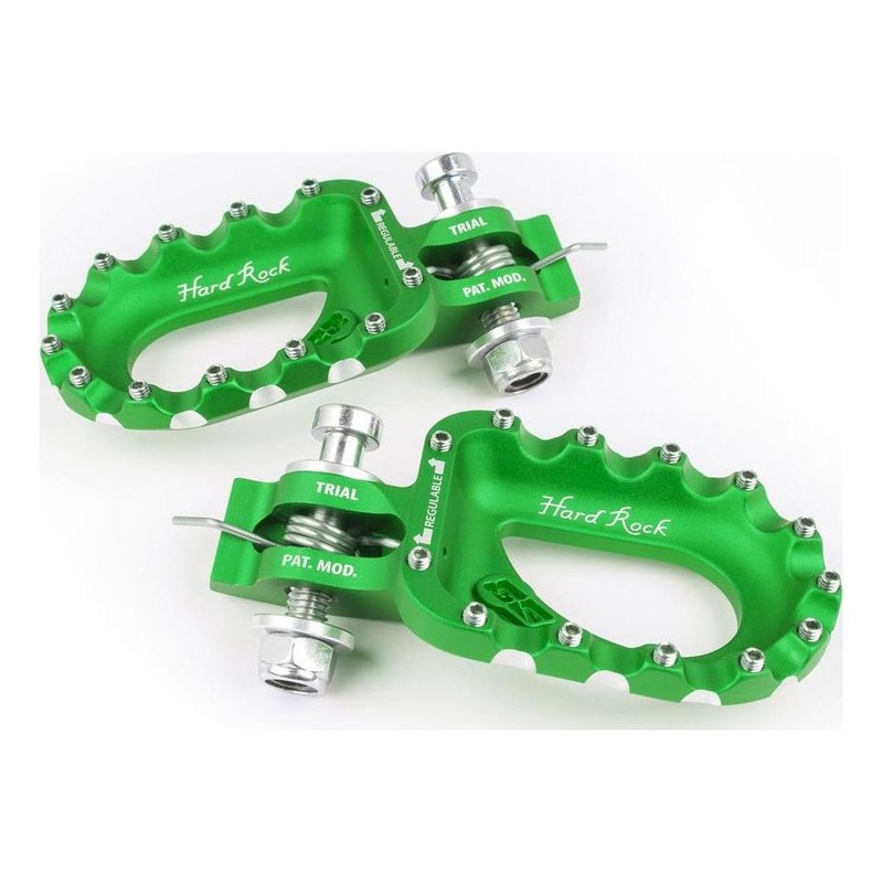 Repose-pieds vert racing S3 Hard-Rock alu pour Trial