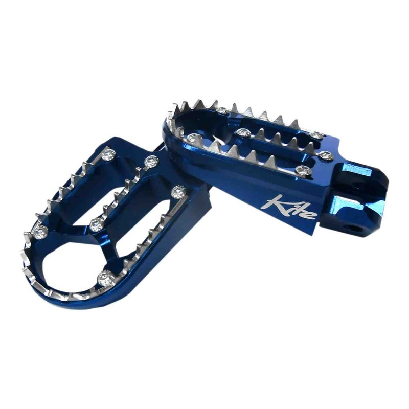 Reposes pieds aluminium Kite TT bleus pour KTM EXC 250 00-16