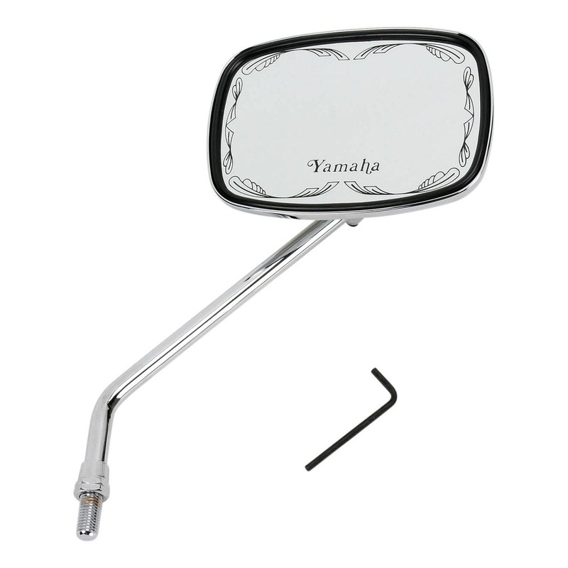 Rétroviseur droit filetage inversé EMGO chromé avec incrustation Ya