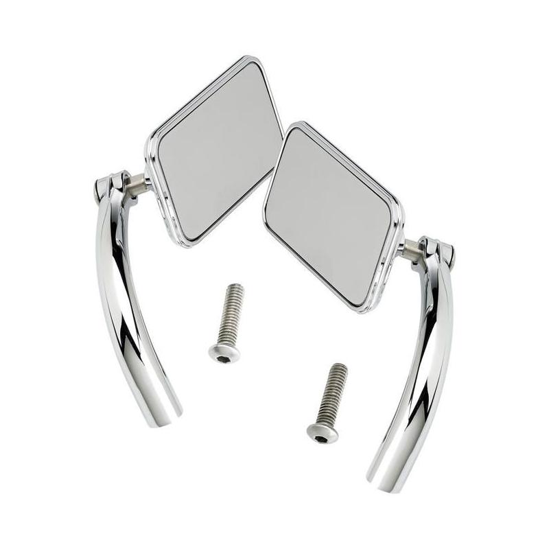 Rétroviseurs Biltwell rectangulaire chromé fixation sur levier (pair