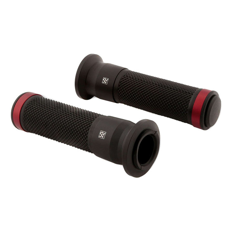 Revêtements de poignées aluminium Shin Yo Marano noir/rouge Ø22mm