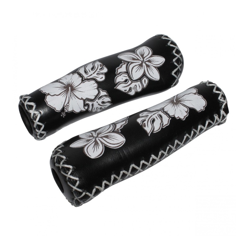 Revêtements de poignées vélo Newton Grip 311 Fleur noir/blanc