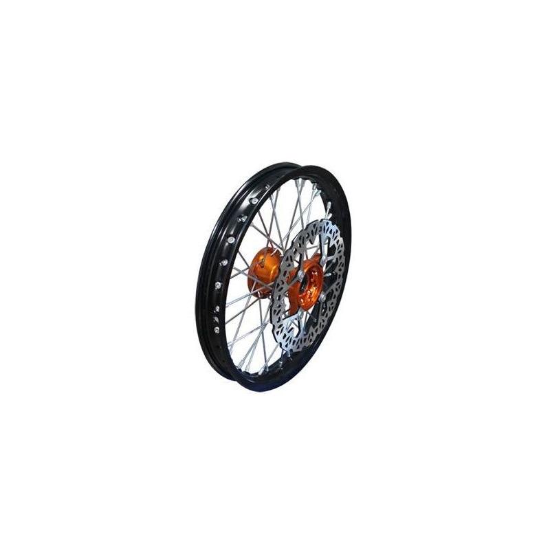 Roue avant 14' YCF alu 7116 - Moyeu Cnc orange
