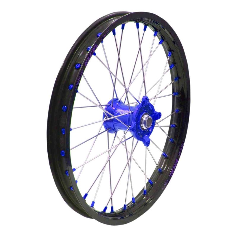 Roue avant noire moyeu bleu Kite Elite SM 3,50’’x17’’ pour Yam
