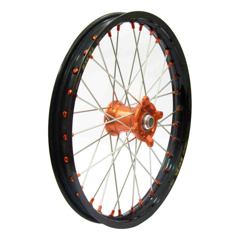 Roue avant noire moyeu orange Kite Elite MX-EN 1,6’’x21’’ pour