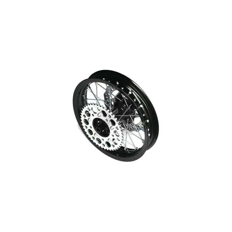 Roue complète arrière alu YCF 1,85x12’’ noir/moyeu noir