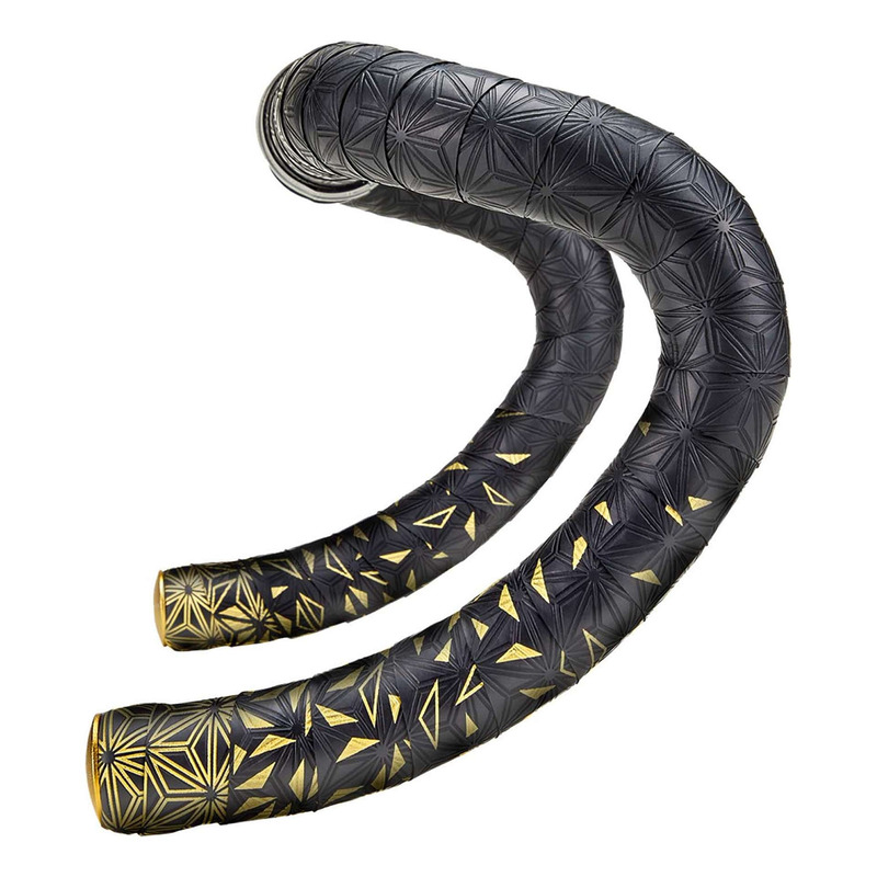 Ruban de cintre Supacaz Super Sticky Kush Star Fade noir/or + bouchons