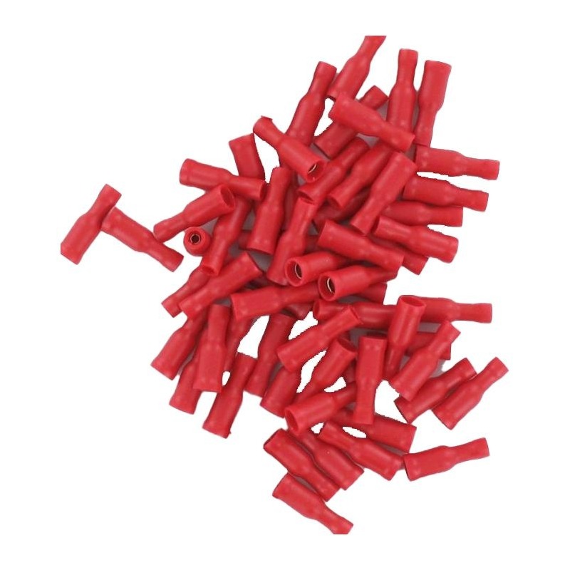 Sachet de 100 cosses ronde isolée femelle section de fil 0,25 à 1,5m