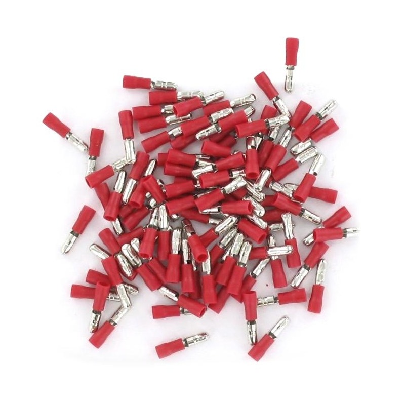 Sachet de 100 cosses ronde isolée mâle section de fil 0.25 à 1.5mm2