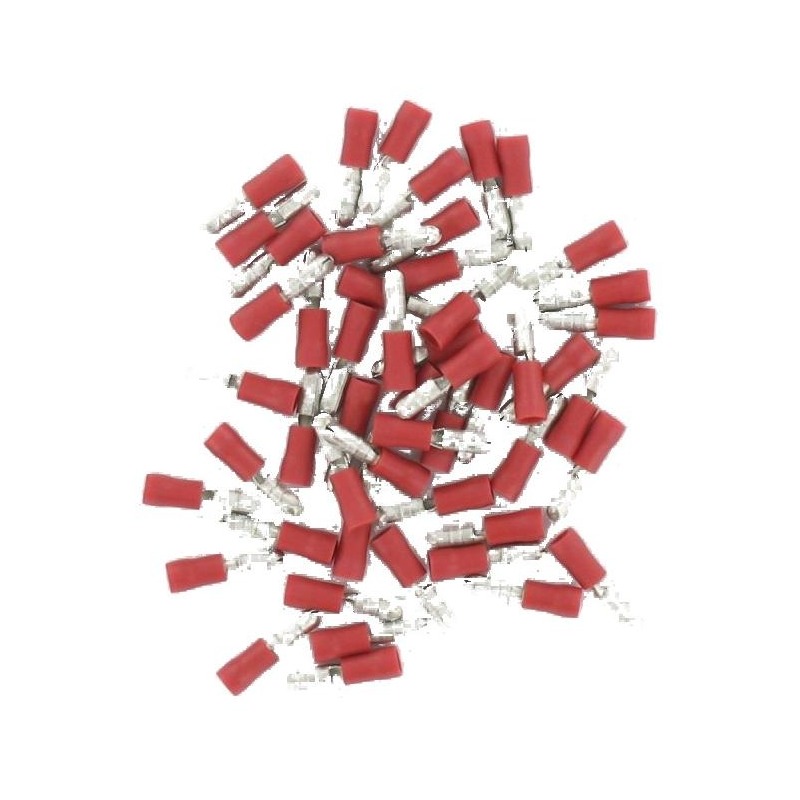 Sachet de 50 cosses mâle ronde isolée de 0,5-1,5mm² fiche Ø 4mm