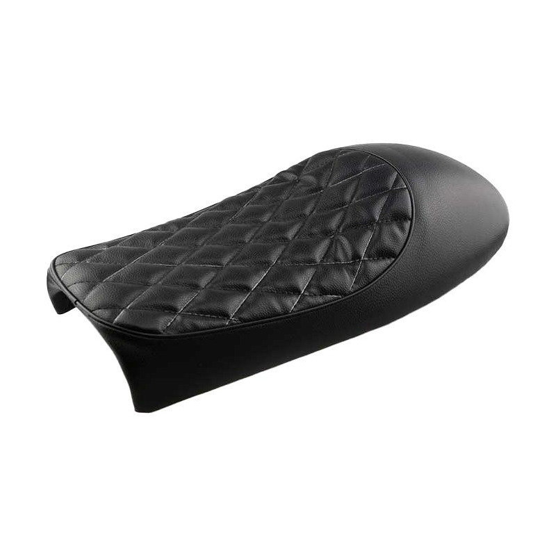 Selle Brazoline CafÃ© Racer 2 noire coutures losanges noires