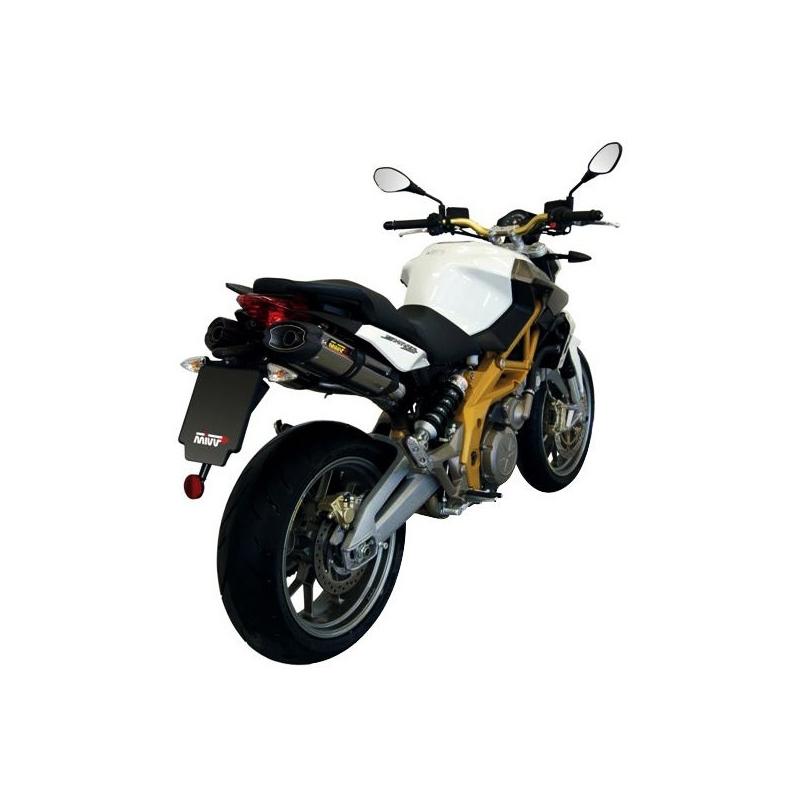 Silencieux double MIVV Suono inox / casquette carbone Aprilia Shiver 7