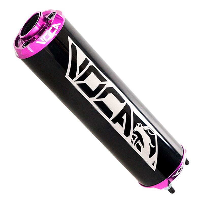 Silencieux Voca Racing alu noir embout de sortie anodisée violet moto