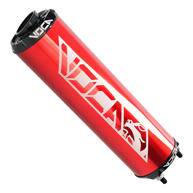Silencieux Voca Racing alu rouge embout de sortie anodisée noir moto