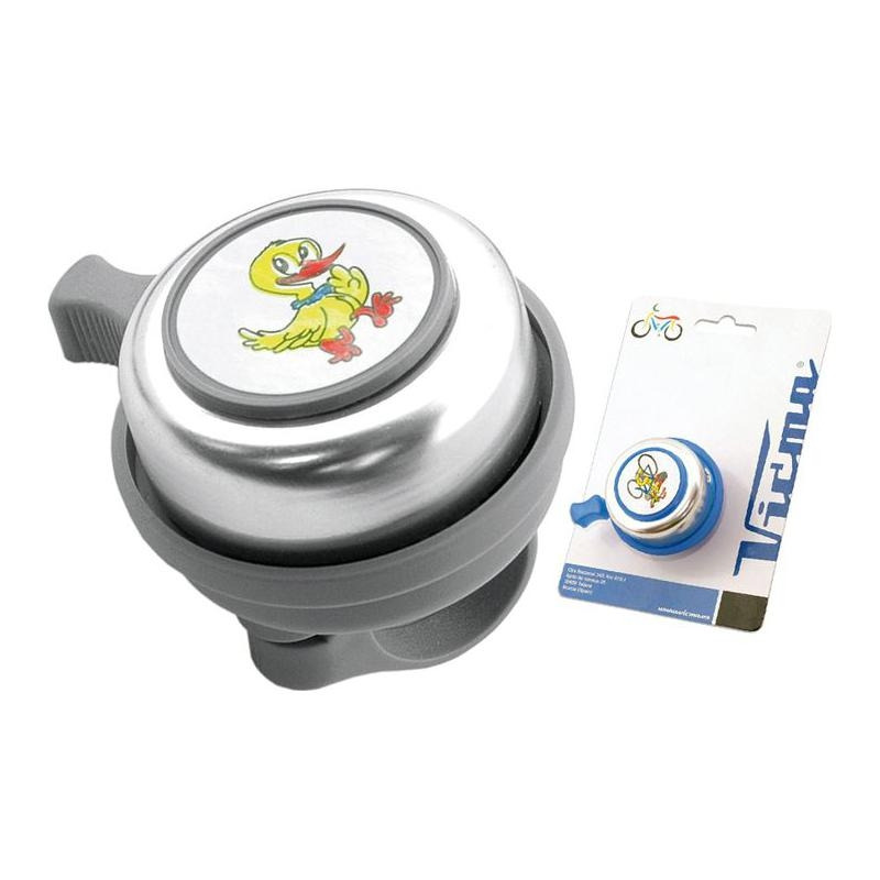 Sonnette de vÃ©lo enfant V BIKE "ring-ring" Ã 45mm argent