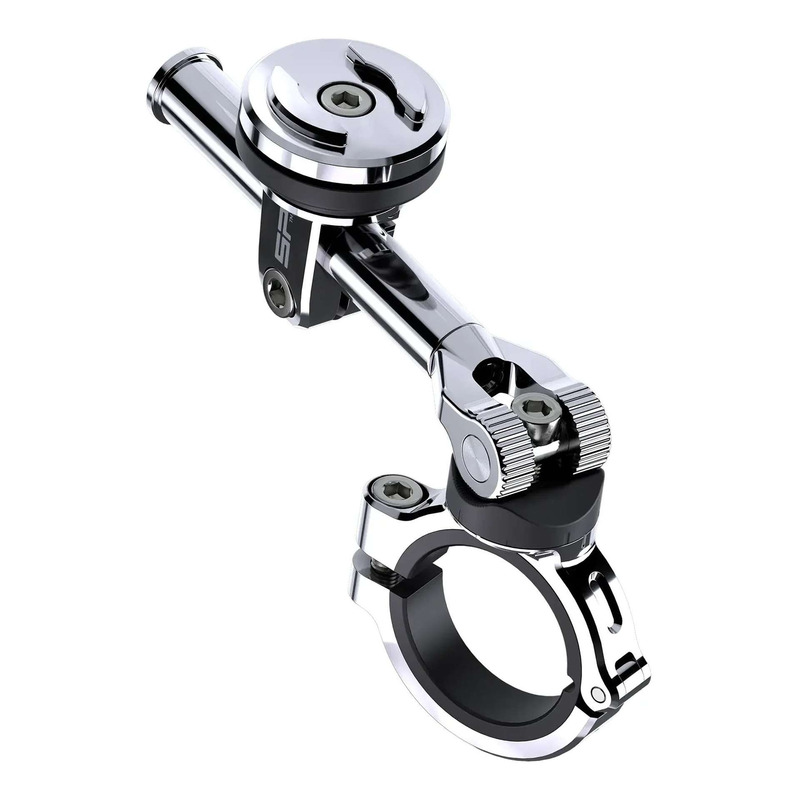 Support tÃ©lÃ©phone SP Connect Mount 3D SPC+ chromÃ© pour guidon moto