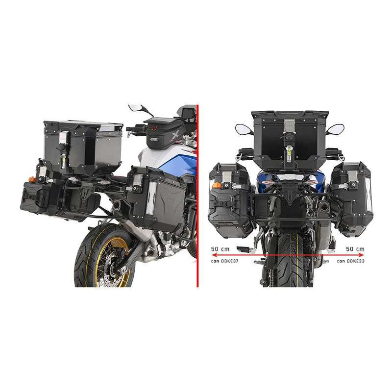 Supports valises Givi ONE-FIT(PLO) dégagement échappement pour Monokey Cam-Side BMW F 900 GS 24-26