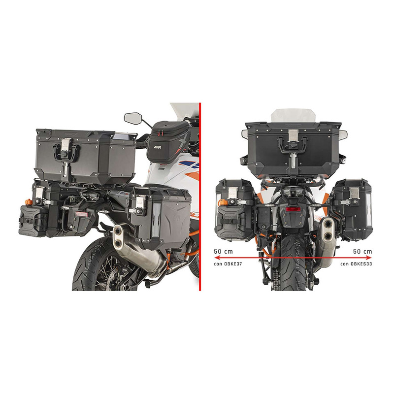 Supports valises Givi ONE-FIT(PLO) dégagement échappement Monokey Cam-Side 1290 Adventure R/S 21-24