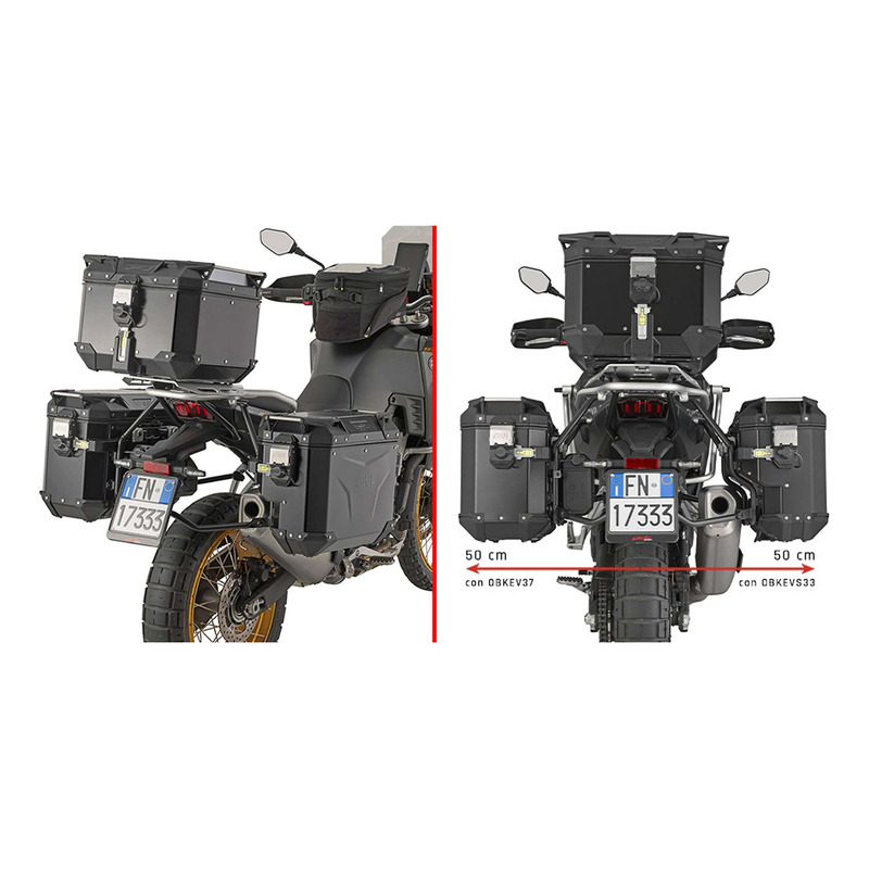 Supports valises Givi ONE-FITPLO Monokey Cam-Side Trekker passage échappement Kove 800 X-Pro 24-25