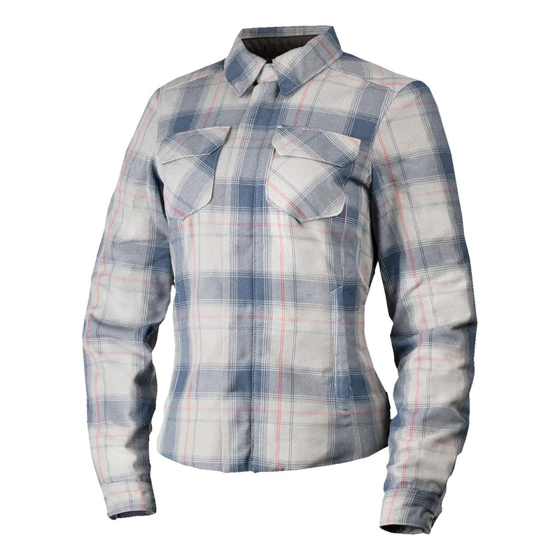 Surchemise moto femme Icon Fallblock Flannel™ Woman gris/blanc
